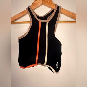 Free People Movement Sports Bra XS S Black Colorblock High Neck Racerback
